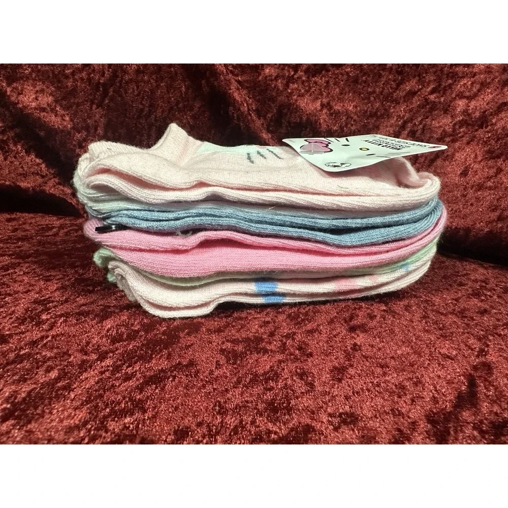 Hello Kitty No-Show Socks 6 Pairs Kids Girls Shoe Size 6-10.5 Small Sanrio Pink